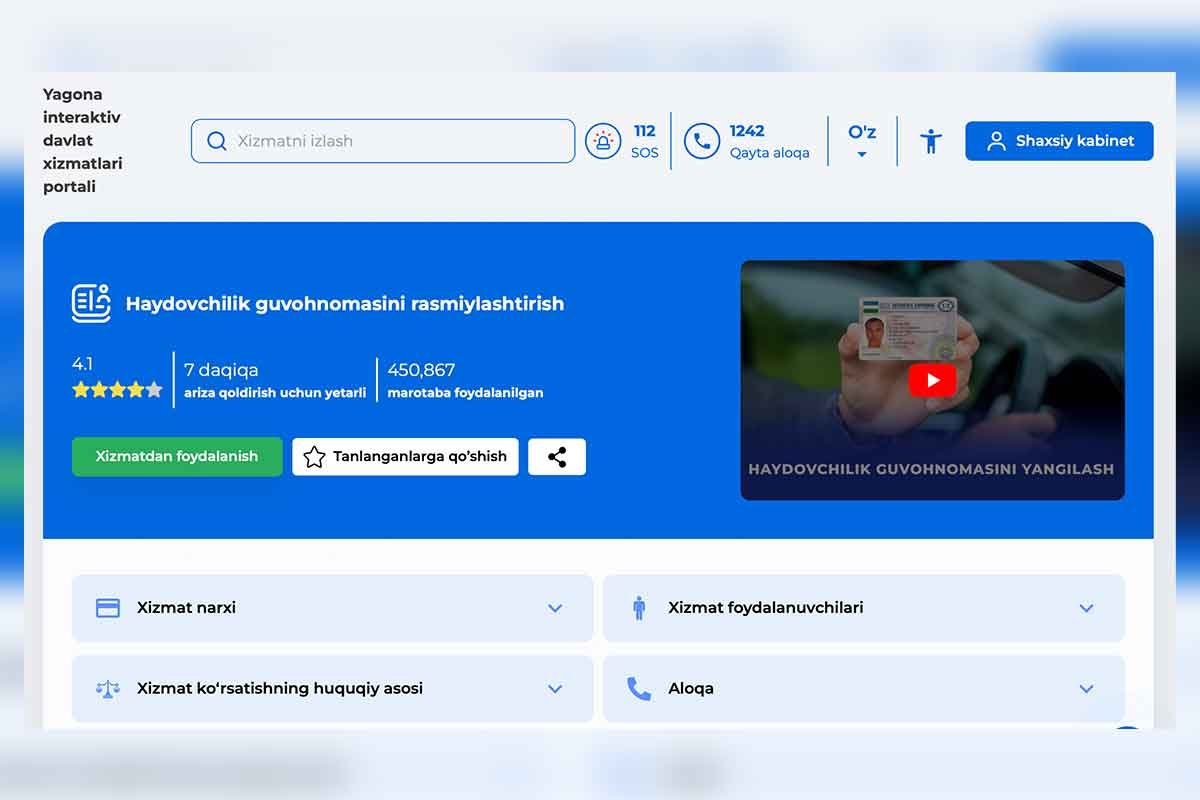 Oʻzbekistonda haydovchilik guvohnomasini endi onlayn tarzda tiklash mumkin